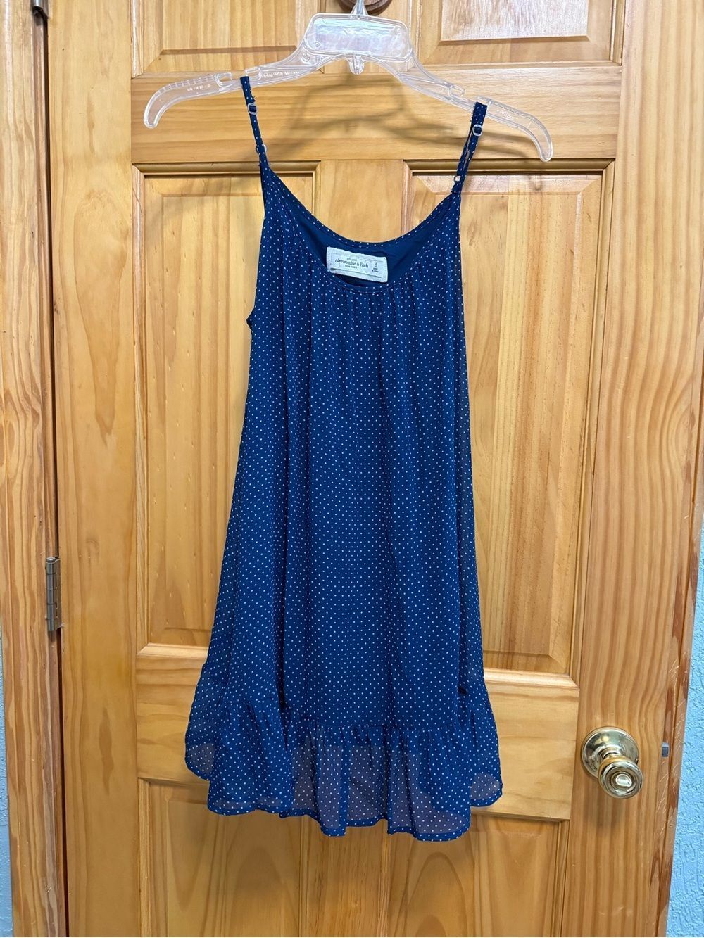 VTG. Abercrombie & Fitch Navy Blue Polka Dot Slip Dress juniors size S